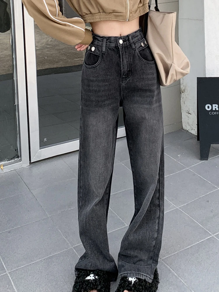 

Streetwear Straight Jeans Women Autumn New Vintage High Waist Fashion Baggy Wide Leg Trouser Lady Casual Classic Jean Pants 2022