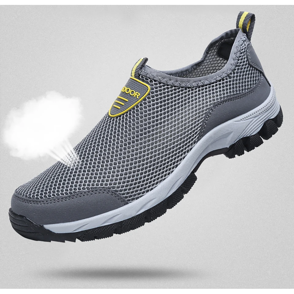 Loekeah Breathable Male Trekking Shoes Plus Size Hiking Shoes Anti Slip Outdoor Slip On Climbing Jogging Walking Sneakers