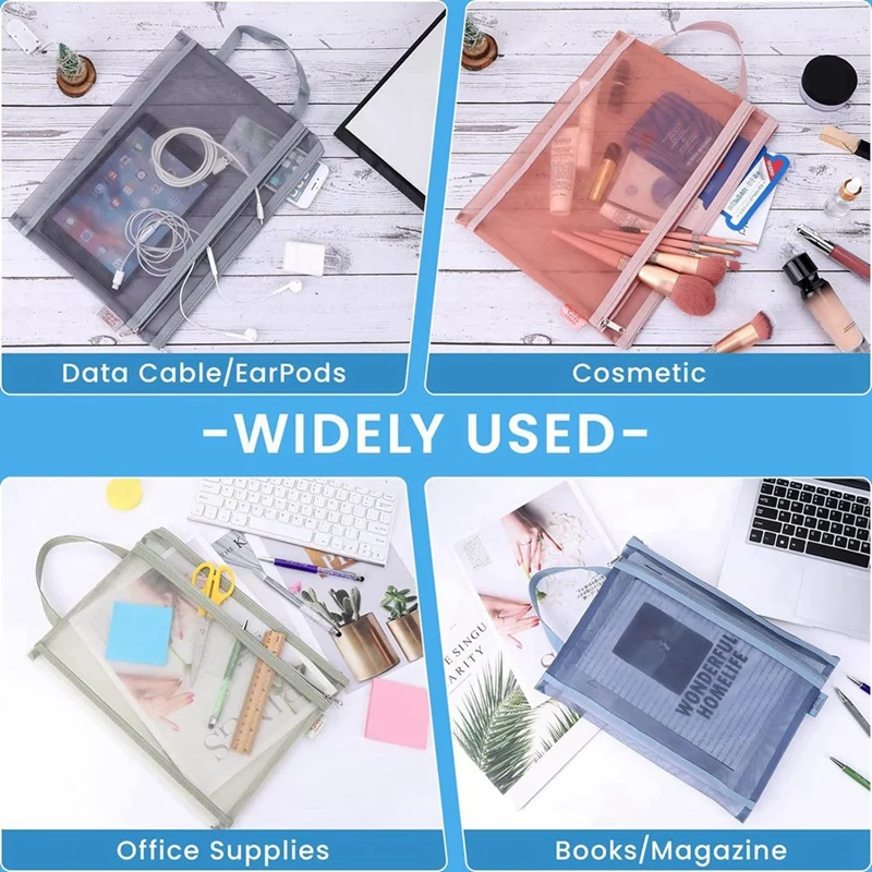 Сетчатые сумки на молнии нейлоновые сетчатые с двойными стенками для настольных