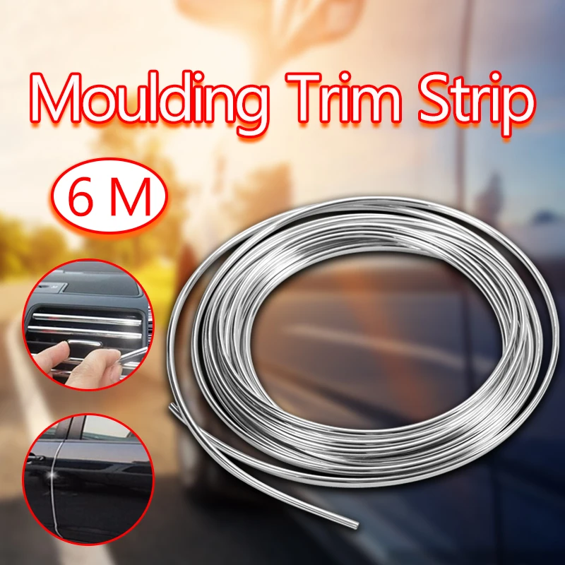 

6M DIY Car Meter Moulding Trim Strip Chrome Moulding Trim Strip Car Door Edge Scratch Guard Protector Cover Strip Roll