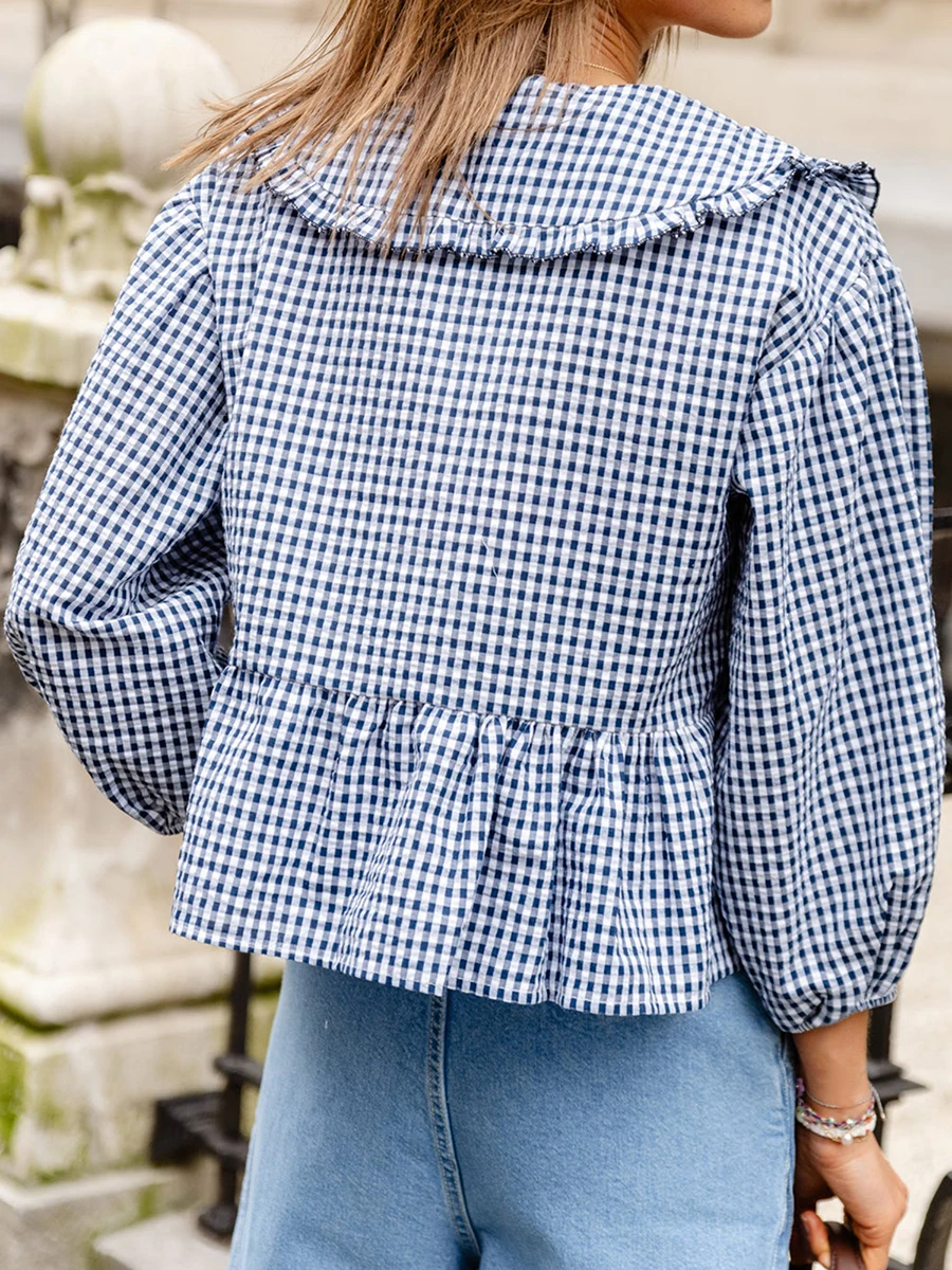 Блузка женская с баской пышными рукавами и оборками на подоле