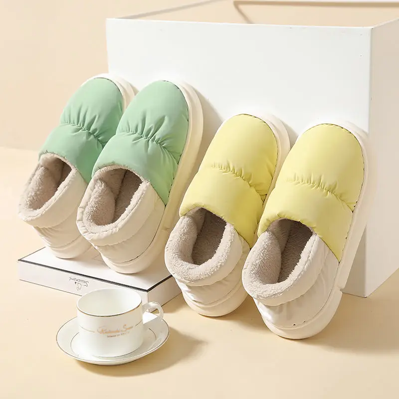 

Тапочки домашние хлопковые нескользящие и теплые, водонепроницаемые, мягкая подошва, плюшевые, сланцы для дома, для пар, E489