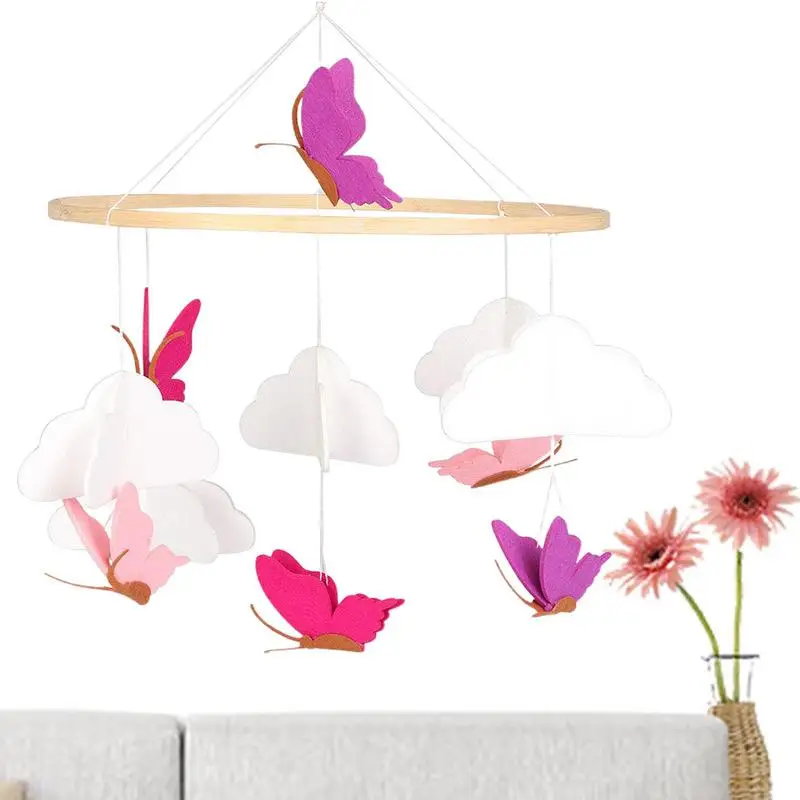 

Baby 1PC Crib Mobile With Felt Butterfly Cloud Wind Chime For Baby Bed Toys For Children House Decoration L5