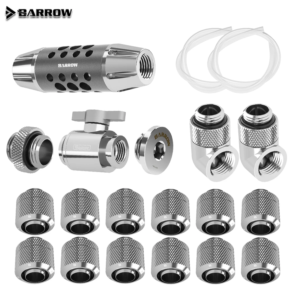 

Barrow Soft Tube Fitting Kit , THKN-3/8 For OD 13/16mm , Filter+Switch + Plug + 90 Degree Fitting Water Cooling Accessories DIY