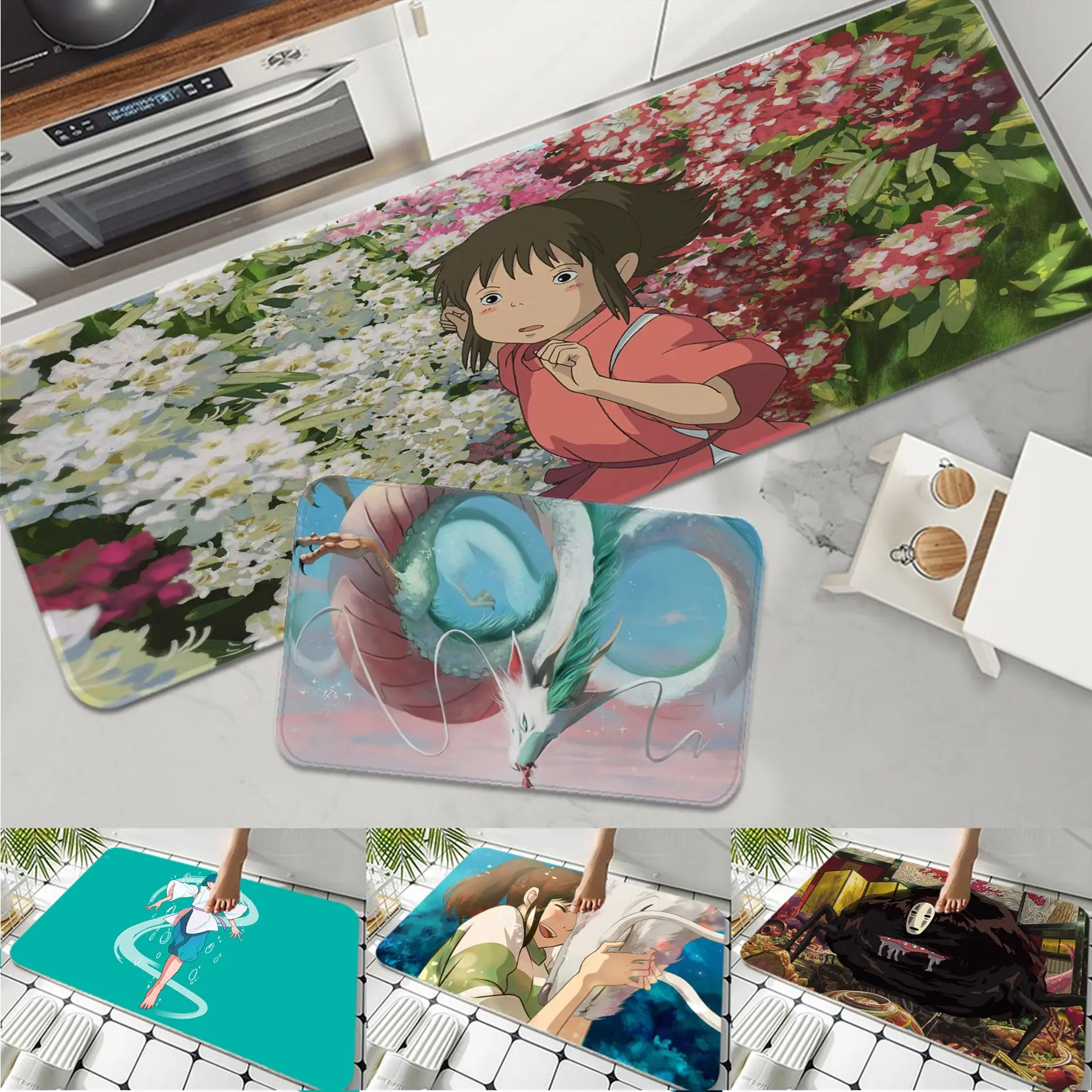 

Studio Ghibli Spirited Away Bathroom Mat Retro Multiple Choice Living Room Kitchen Rug Non-Slip Bedside Area Rugs