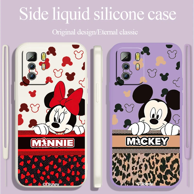 

Luxury Mickey Minnie Cute Phone Case For Xiaomi Redmi Note 11 11S 11T 10S 10 9S 9T 9 8T 8 Pro Plus 5G Liquid Rope Cover