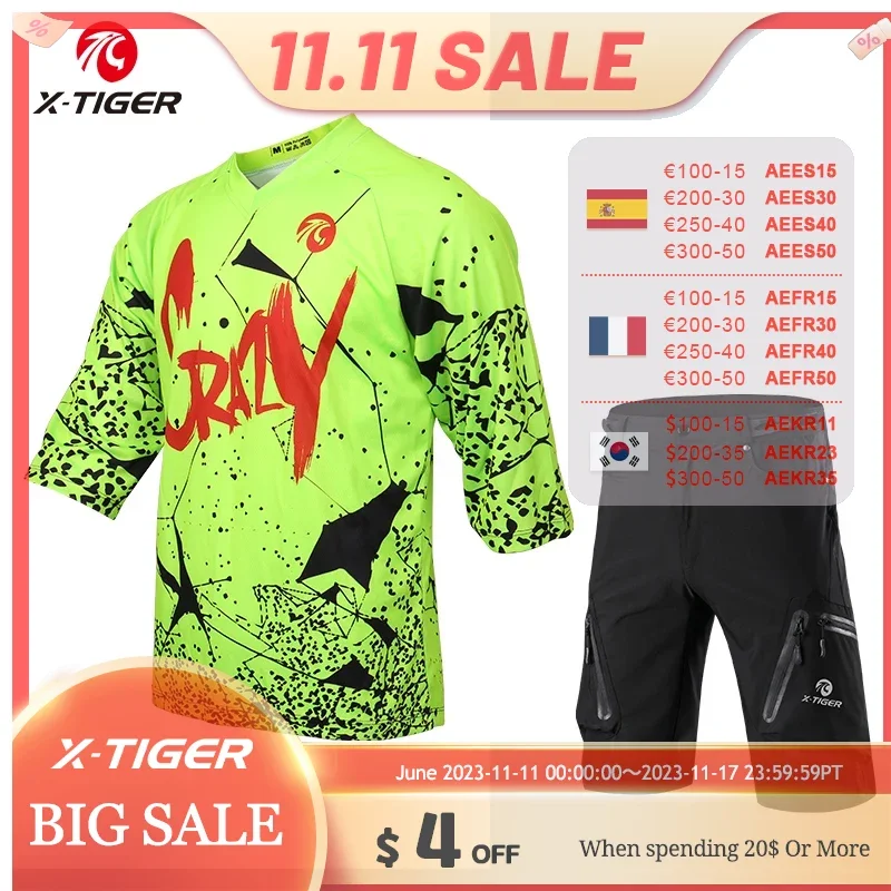

Футболка X-Tiger с защитой от пота, комплект одежды для велоспорта, майка для горного велосипеда, быстросохнущая рубашка для горного велосипеда