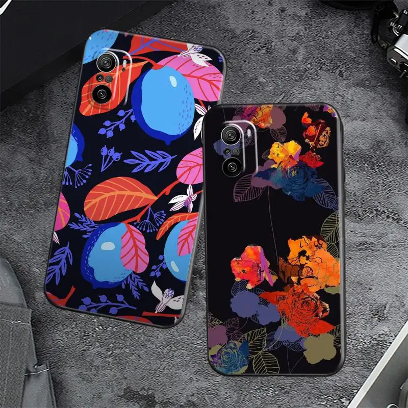 

Flowers And Leaves Phone Case For XiaoMi 11 10S Note 10 Lite 11 Ultra Pro Mi CC9 9SE CC9e C6a8 Cartoon Plain Cute Painted