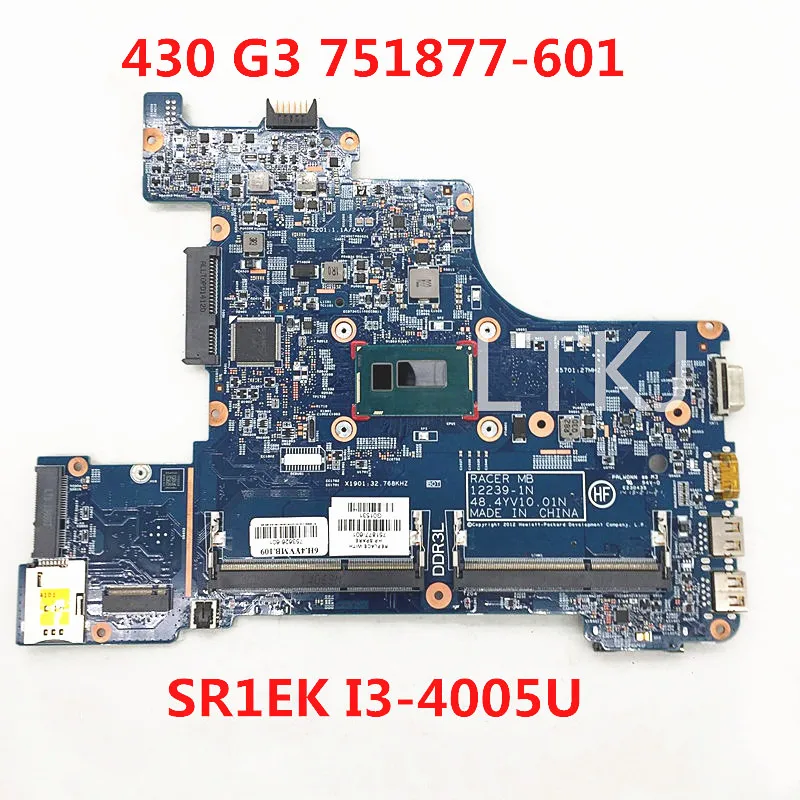 

For HP Probook 430 G1 Laptop Motherboard 751877-001 753626-601 12239-1N 48.4YV10.01N W/ SR1EK I3-4005U CPU 100% Full Tested OK