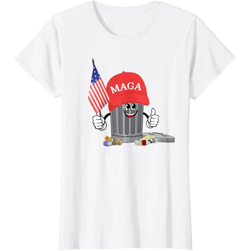 Забавная футболка с изображением мусора для массажа Трампа и мультяшным