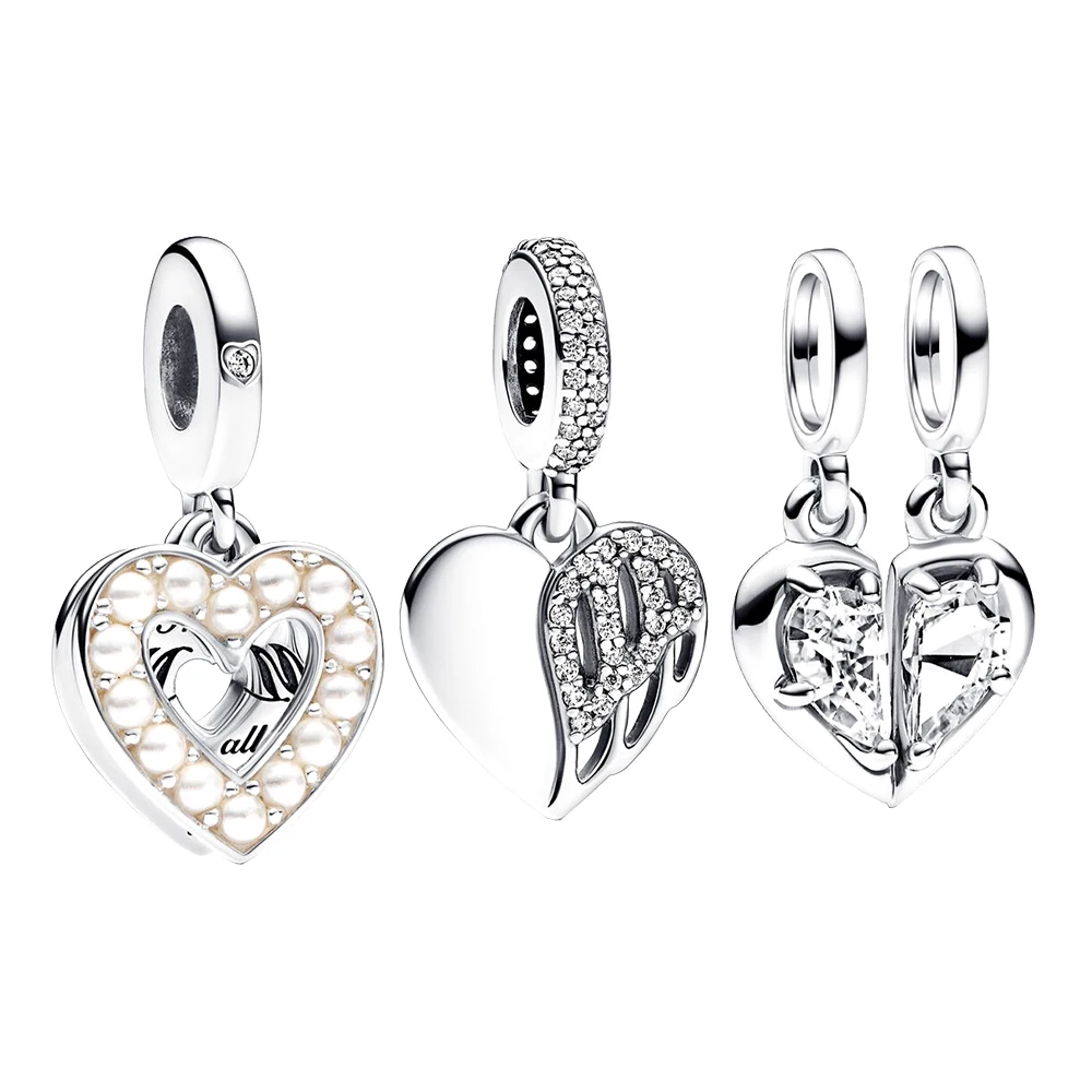 

925 Silver Engravable Heart Tag Pendants Fit For Pandora Original Anniversary Making Romantic Ladies Jewelry Gift