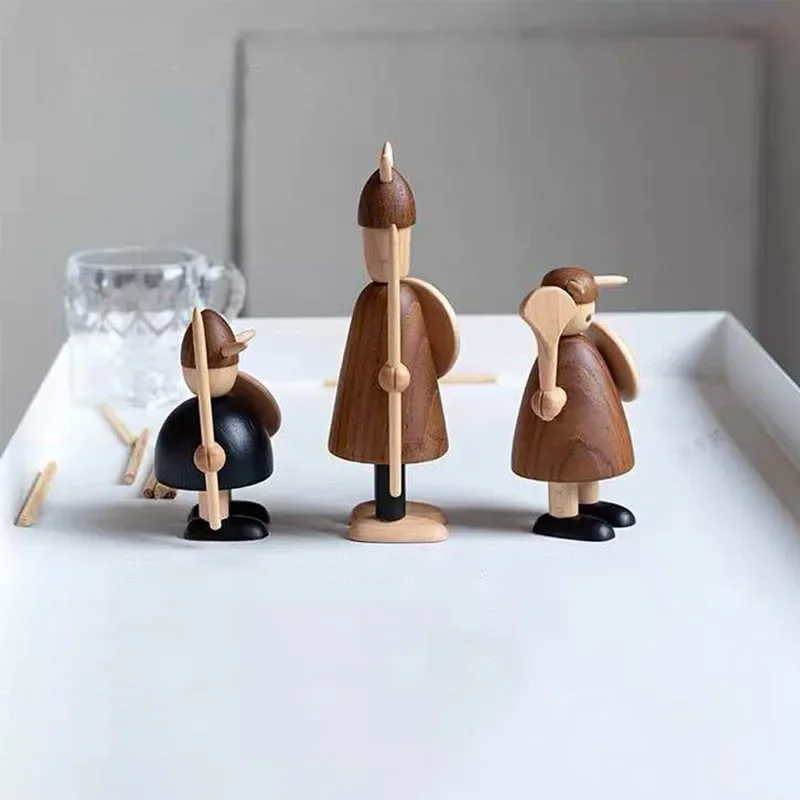 Креативные деревянные украшения для статуй викингов кукольные фигурки солдат в