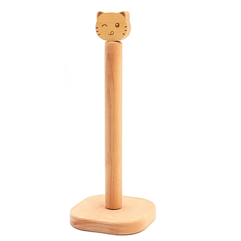 

Japanese-Style Wooden Tissue Holder Kitchen Toilet Roll Paper Storage Rack Cartoon Animal Head Beech Kitchen Tool