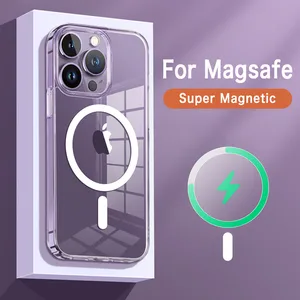 Magsafe Magnetic Wireless Charging Clear Phone Case for iPhone 14 13 12 11 Pro Max Mini X XS XR 7 8 