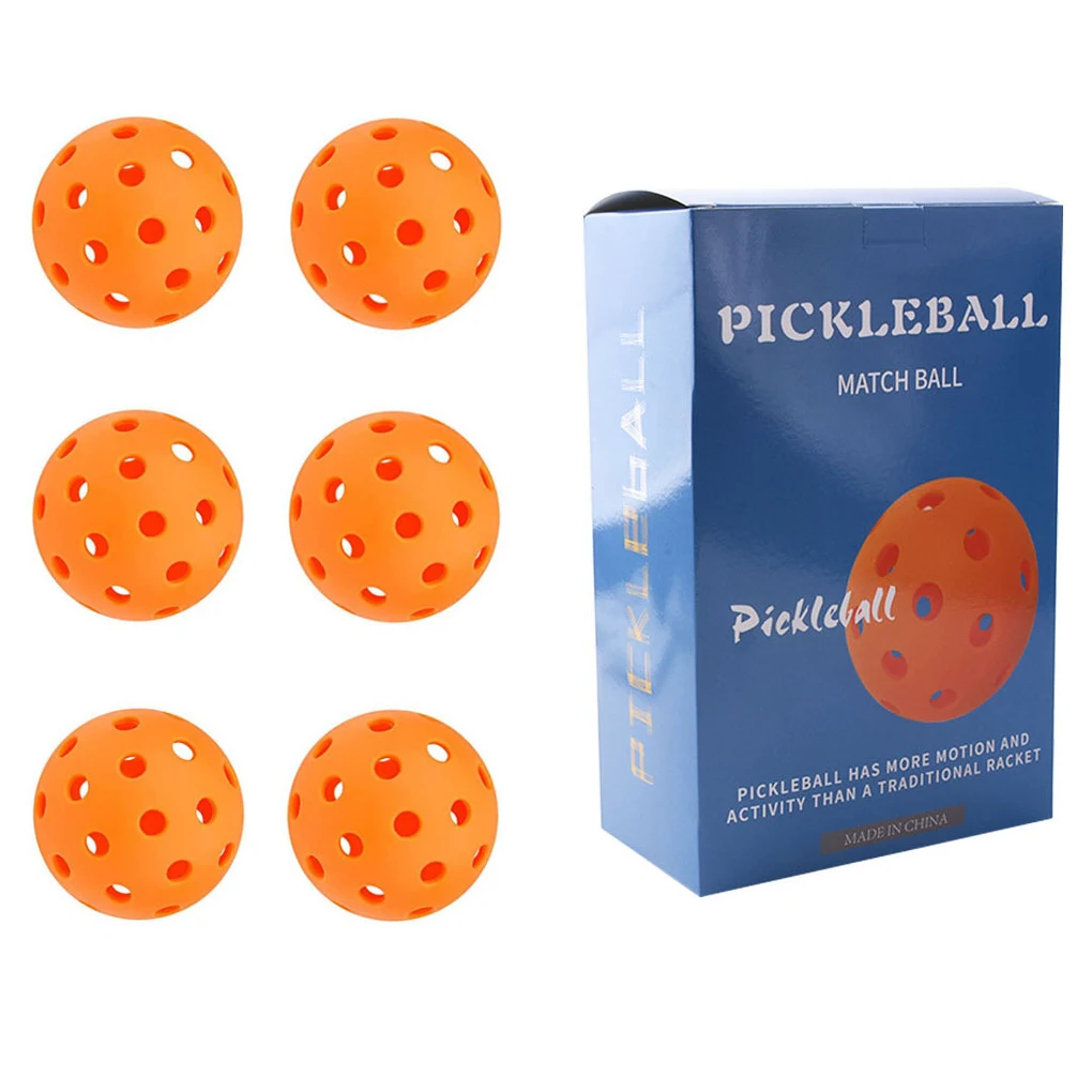 

6 Pieces/Set Outdoor Professional Pickleball Replacement 40 Holes Reusable Practice PE Pickle Balls Assorted Kit