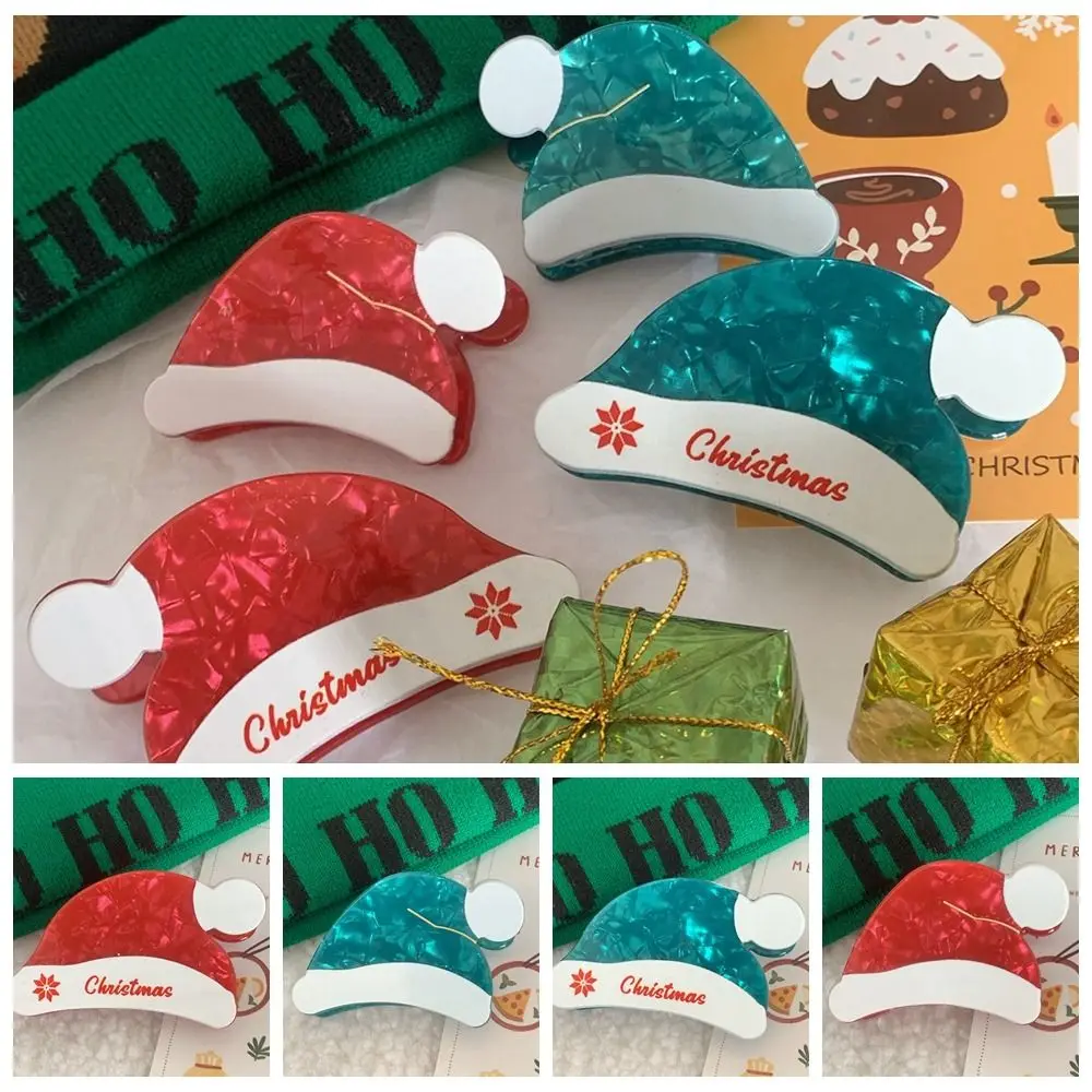 Рождественская шапка с уксусной кислотой ацетатная заколка для волос красная