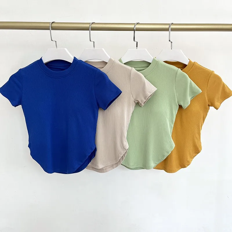 Yoga Shirts With Chest Pad Short Sleeve Women Fitness Crop Top Workout Tops Running T-shirts Blouse Gym Clothing Sportswear