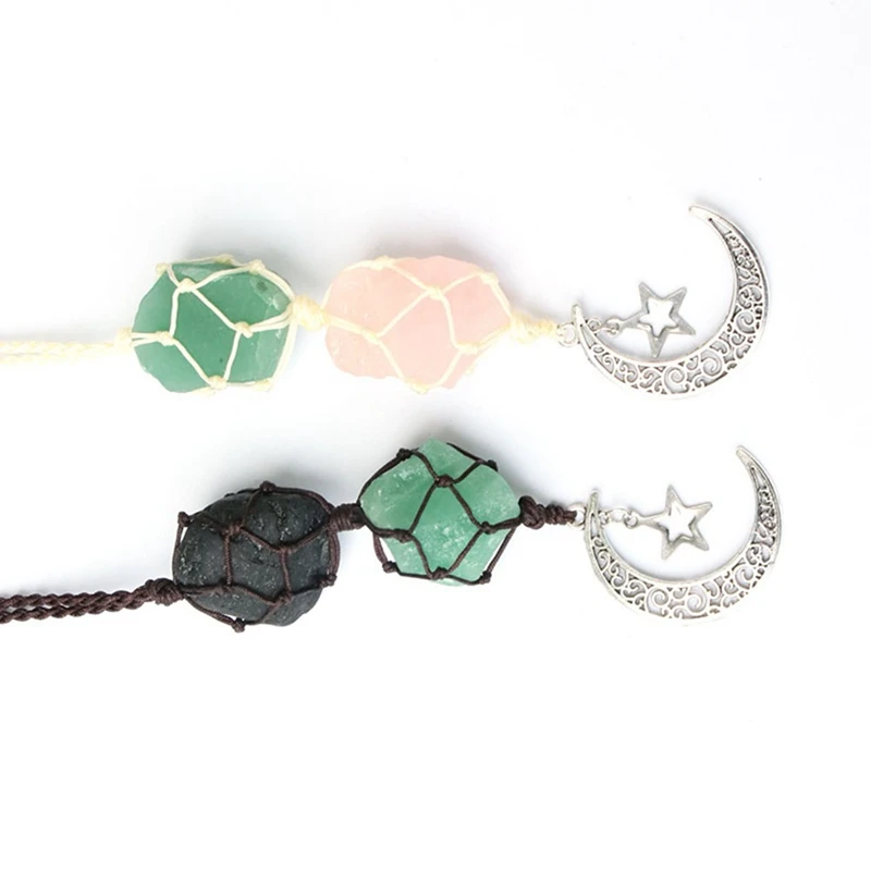 Цельный автомобильный кулон со звездой и луной камень кристалл чакра кварцевая