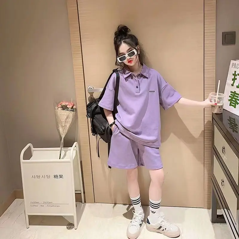 

Новые модные наряды для девочек, повседневная одежда для девочек, костюмы, поло с коротким рукавом и шорты для подростков, комплекты из 2 предметов, летняя эксклюзивная детская одежда