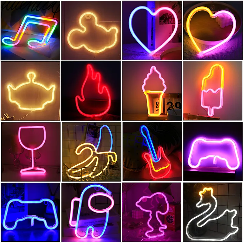 

New LED Neon Night Light Wall Hanging Neon Sign for Kids Room Home Bedroom Party Bar Wedding Decoration Christmas Gift Neon Lamp