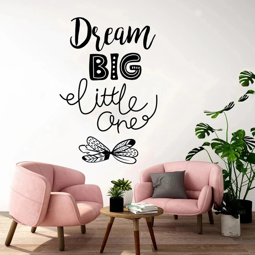 

Dream Big Little One Quotes Wall Decals For Kids Rooms Decor Stickers Removable Vinyl Murals Bedroom Livingroom Poster HJ1518