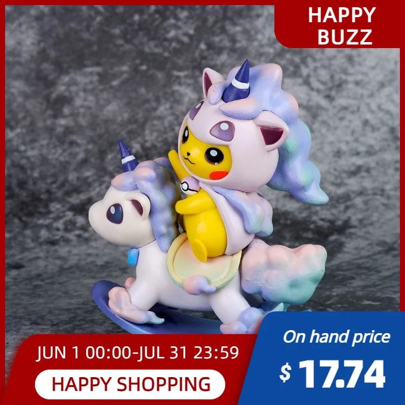 

Милая фигурка покемона из аниме, кавайный единорог, Пикачу, трояновая лошадь, детские наборы для гаража, игрушки, украшение комнаты, подарок на день рождения