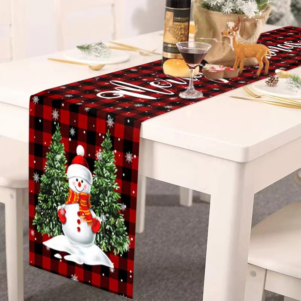 

Christmas Table Runner Cotton Linen Table Cover Xmas Dinning Table Decoration Accessories For Dining Room Kitchen