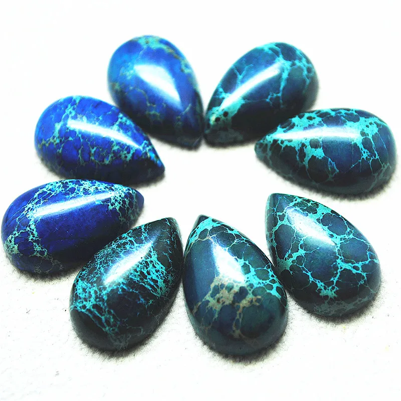 

5PCS Nature blue imperial jasperr stone cabochons natural beads cabs no hole 24x15mm Wholesale beads