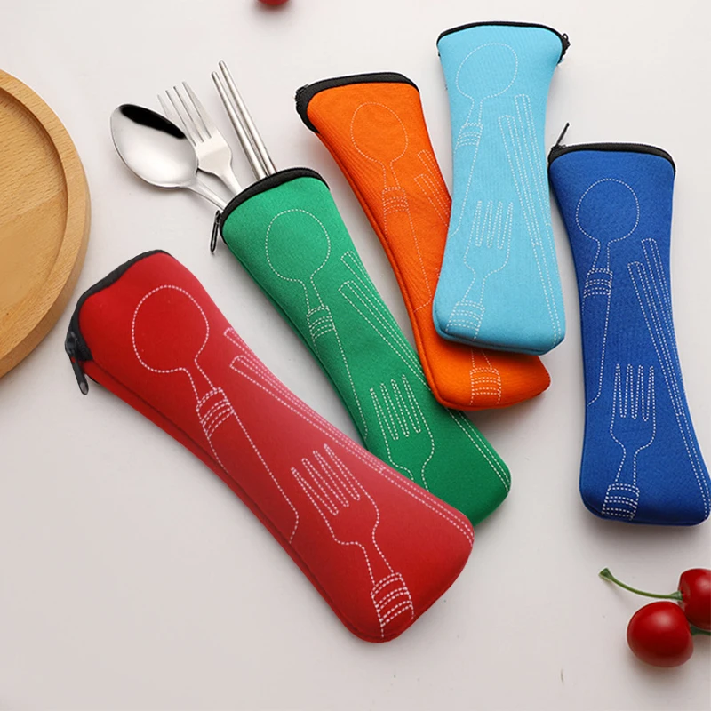 

Portable Tableware Bag Cutlery Bag Dinner Set Travel Packaging Storage Box Dinnerware Picnic Fork Spoon Bag Without Dinnerware