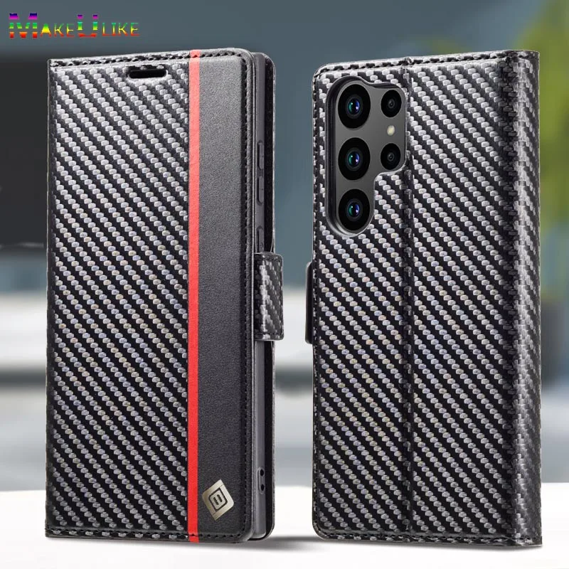 

Case for Samsung Galaxy S23 Ultra Wallet Case Leather Classic Fiber Grain Flip Cover for Samsung S20 S21 S22 S23 Plus Ultra Case