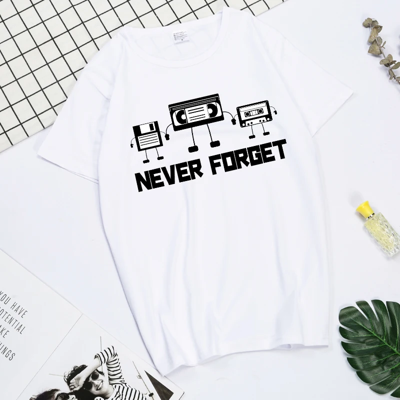 

Novelty Funny Tops Never Forget Sarcastic Graphic Music T Shirt Men Casual Letter Printed Men's T-shirt Homme Streetwear