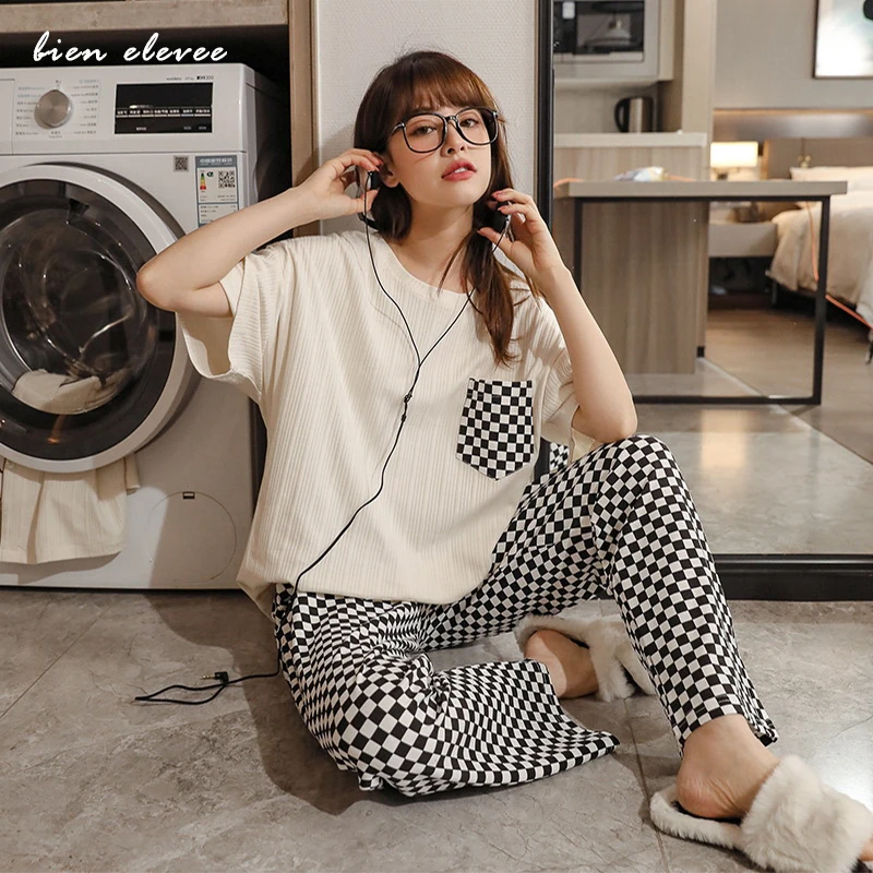 

Plus Size Sleepwear for Women Spring Summer Pajamas Sets Short Sleeve Long Pant Big Size Cartoon Pijamas Homesuits Soft Pyjamas