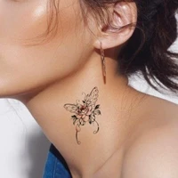 colorful butterfly flower leaves waterproof temporary tattoo sticker black tatto body art chest neck arm girl women fake tatoo
