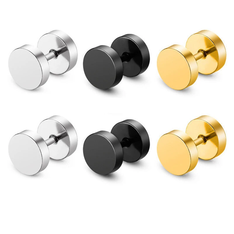 

Серьги-гвоздики в готическом стиле для мужчин и женщин, двухсторонние круглые украшения в форме гантели, винты из нержавеющей стали в стиле ...