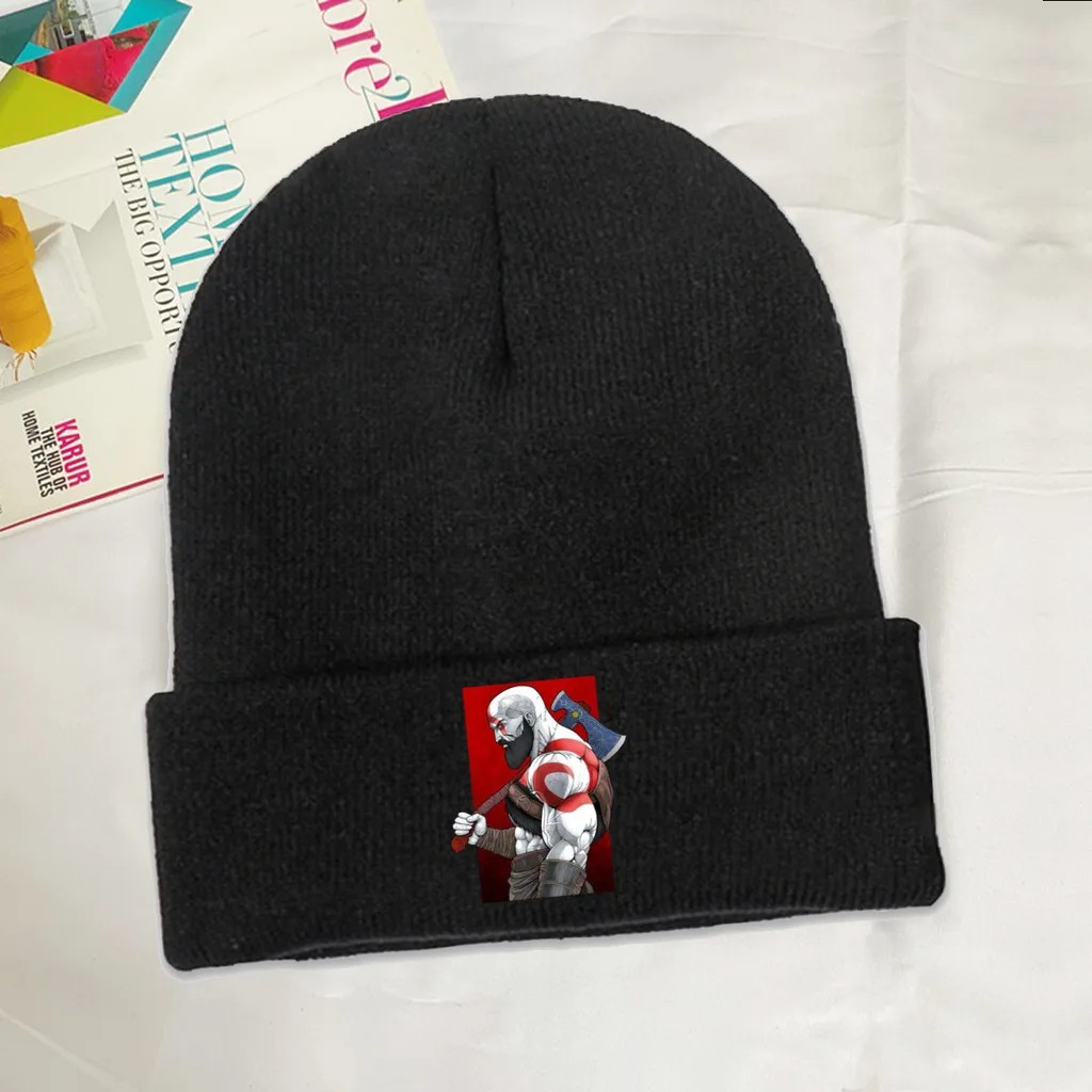 

Kratos Dad Skullies Beanie God of War Game Knitted Bonnet Adults Warm Caps Skiing.Hiking Hip Hop Brimless Elastic Hats