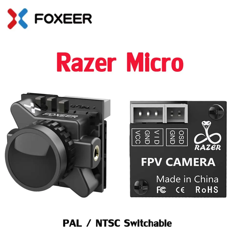 

Foxeer Razer Micro HD 5 Мп 1,8 мм M8 1200TVL 4: 3/16: 9 NTSC / PAL переключаемый с OSD 4,5-25 в естественное изображение FPV гоночный Дрон