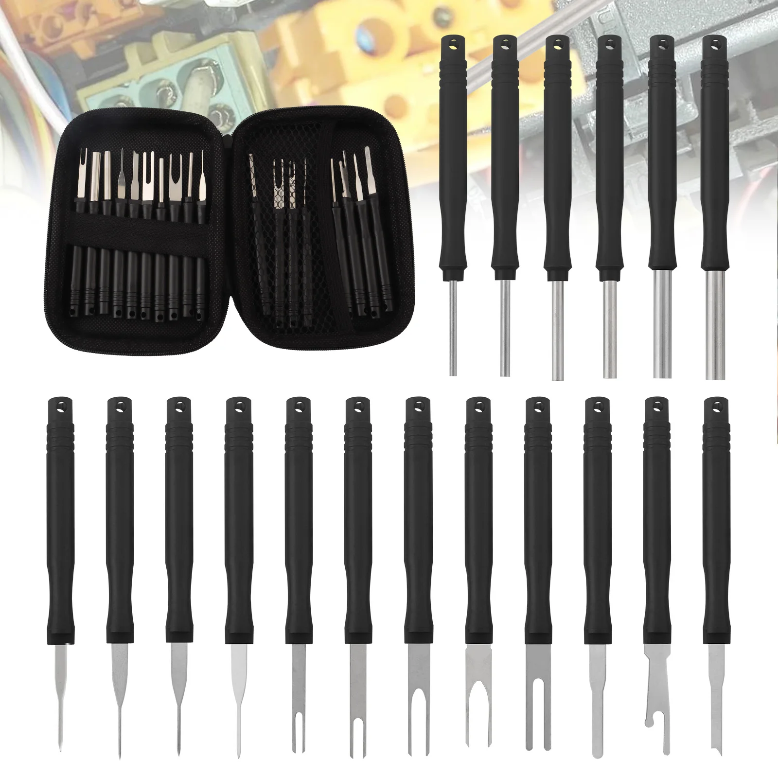 18 шт., набор инструментов для снятия автомобильных терминалов из нержавеющей стали для разъема, электрические штифты, экстрактор игл, инструменты для разборки автомобиля