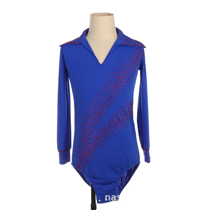 customized kids adult figure skating bodysuit boys' performance competition costume men's ballet jumpsuit leotards gymnastics