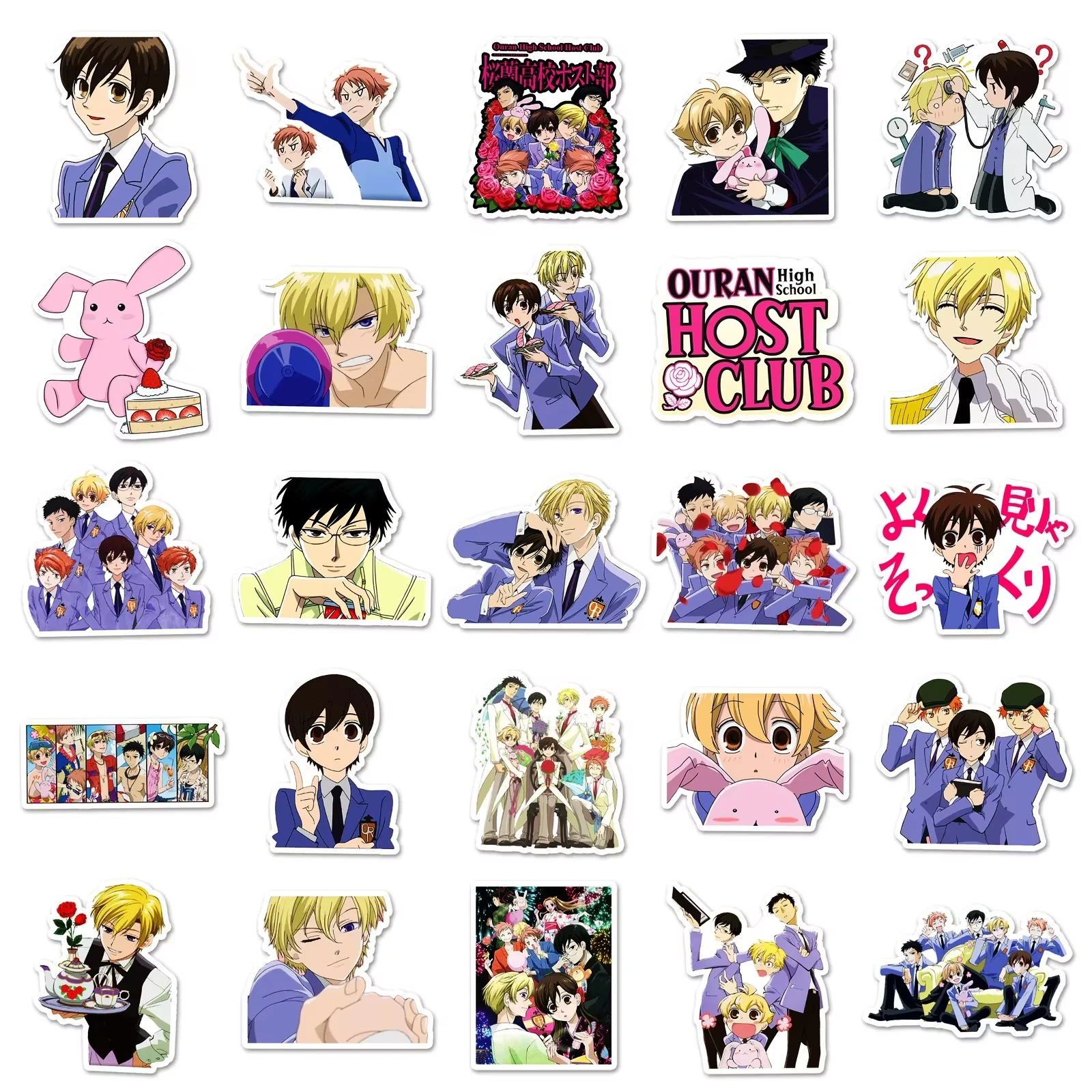 50 шт. наклеек Ouran High School Host Club: анимационные стикеры для кампуса, мультяшные наклейки для холодильника, багажа, ноутбука, телефона, гитары, автомобиля (art.: 3920d834efe8a) - 3920d834efe8a