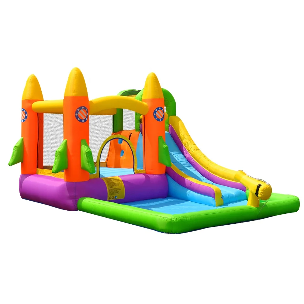 

Factory Hot Selling Children's Party Games Home Toys Water Jet Bounce House Inflatable Water Slide Jumping Bouncy Castle With