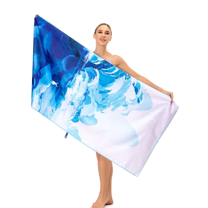 

Летнее пляжное полотенце для женщин и мужчин, быстросохнущие банные полотенца из микрофибры, пляжное покрывало с односторонним принтом, по...