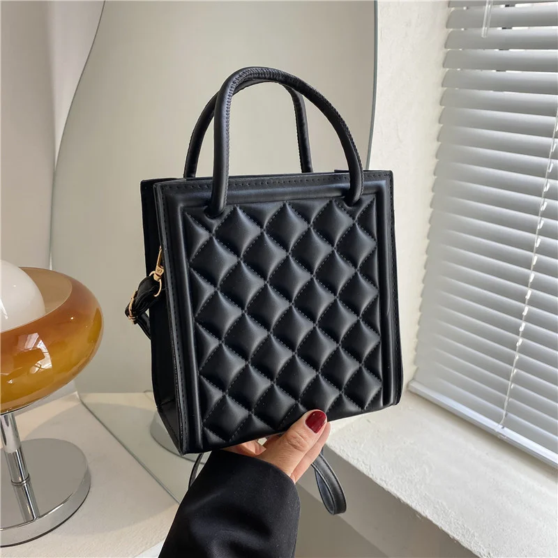 

2023 New Handbags Designer Women Shoulder Bag Plaid Top Handle Bags Crossbody Trendy PU Leather Tote