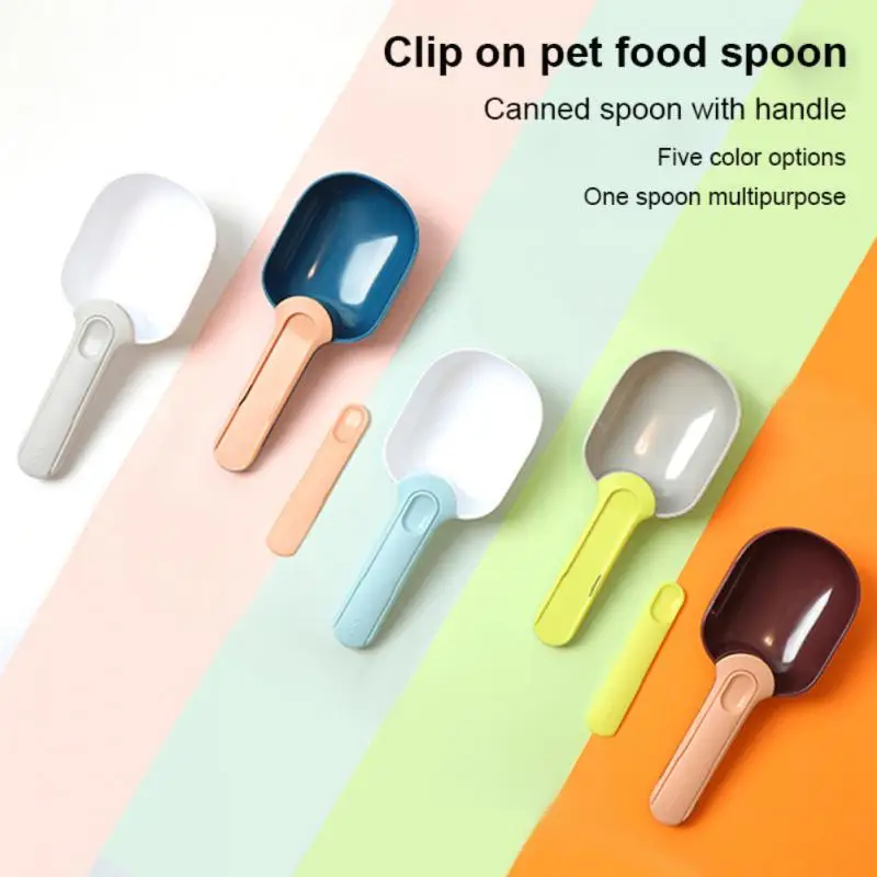 

Mutli-function Pet Feeding Spoon With Sealing Bag Clip Portable Cat Dog Food Shovel Scoop Pet Feeders Pet Puppy Kitten Supplies