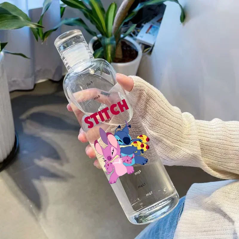 

Новые 500 мл Disney Stitch чашка для воды бутылки для воды пластиковые прозрачные аниме мультфильм студенческая бутылка для воды посуда герметичный подарок