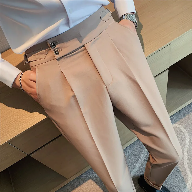 

2022 Mens Suit Pants High Quality Solid Color Formal Suit Pants Mens Fashion Business Casual Slim Suit Trouser Men Dress Pants