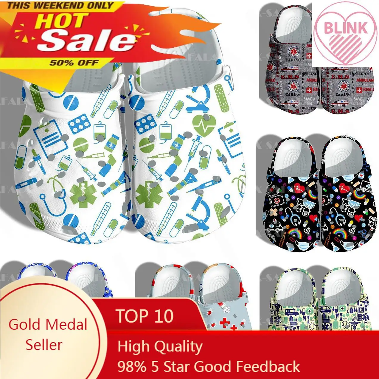 

EMS EMT Physical Therapy Nurse 3D Print Men Women Classic Clogs Slippers Shoes EVA Ligtweight Sandals Summer Beach Outdoor-7