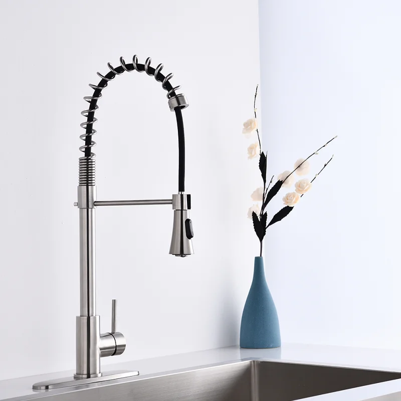 

Bridge Commercial Modern Single Handle Spring High Radian Kitchen Faucet Has Excellent Corrosion Resistance and Rust Resistance