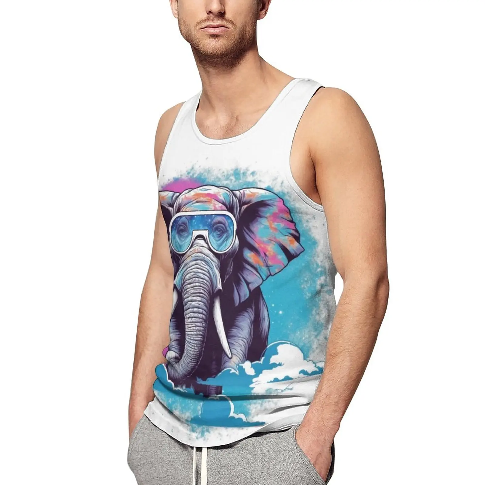 

Мужской Топ без рукавов, с принтом слона