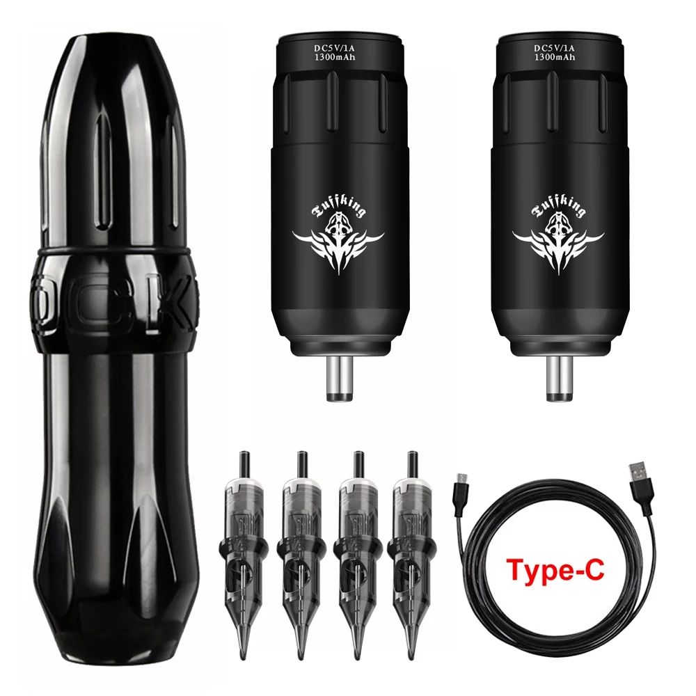 

Wireless Tattoo Machine Set DC Jack Rotary Tattoo Pen Kit Mini Battery Power Supply with Cartridge Needle Permanent Makeup Tools