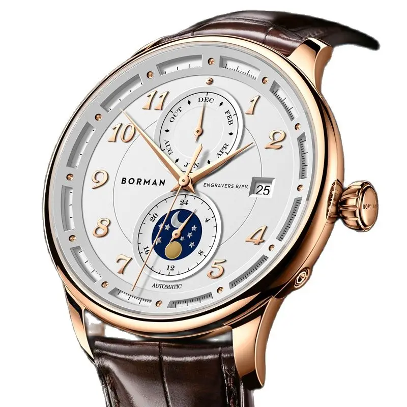 Роскошные брендовые швейцарские автоматические механические мужские часы BORMAN с